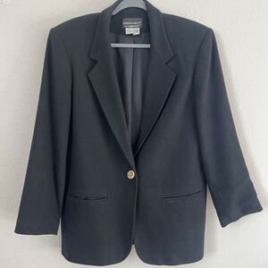 Prophecy Women's Blazer Coat 100% Pure New Wool Sz 12 Single button Jacket Black